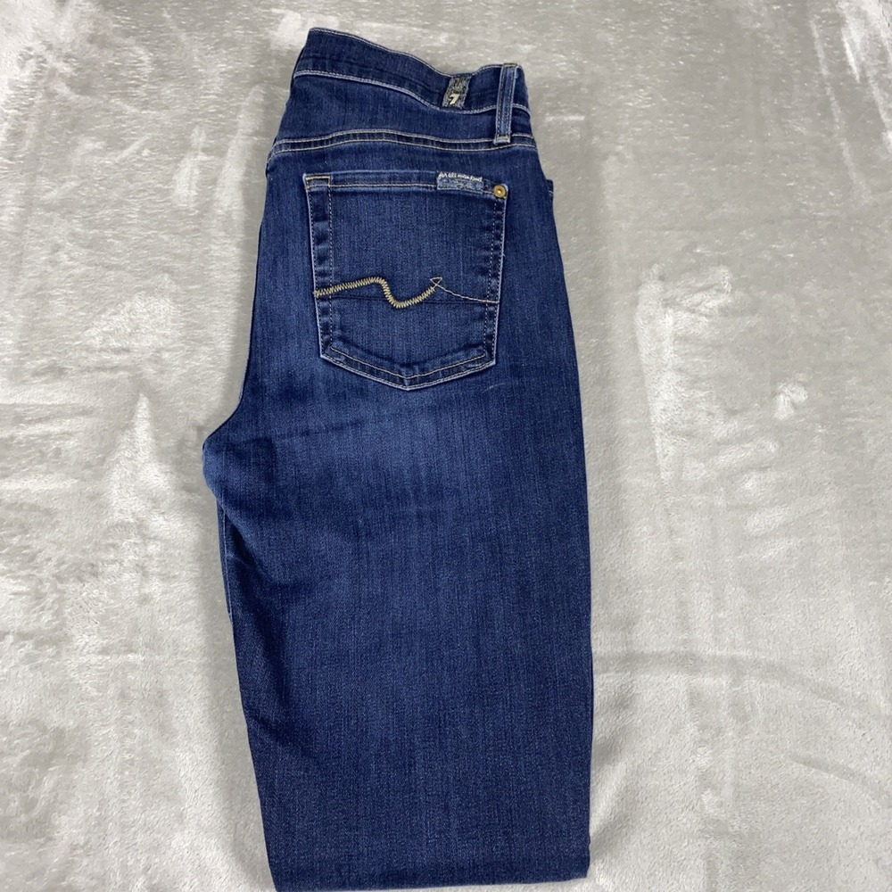 7 For All Mankind‎ Woman High Waist Gwenevere Skinny Jeans Dark  Wash Blue 29x27